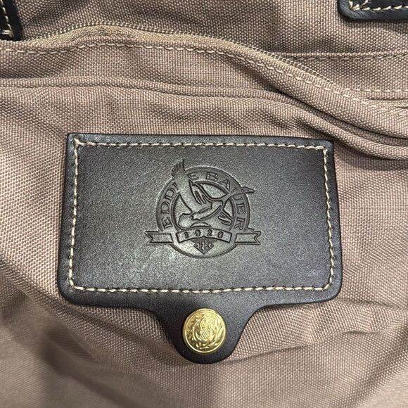 Eddie Bauer Ford Vintage Canvas Travel Duffle Bag great shape tan leather trim - Picture 2 of 12